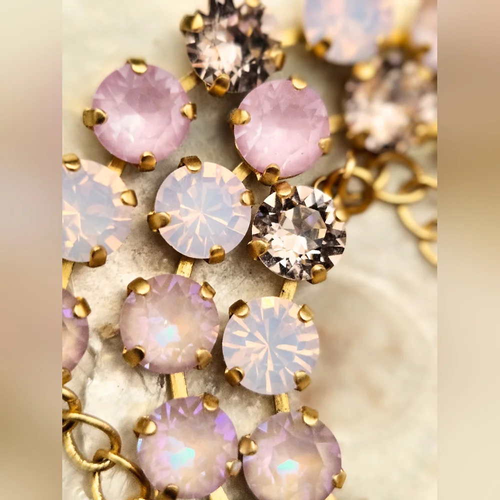 A Ballerina Babe Pink In Austrian Crystals Set On Gold Plated Necklace